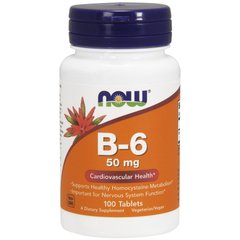 Вітамін В6, B-6, Now Foods, 50 мг, 100 таблеток - фото