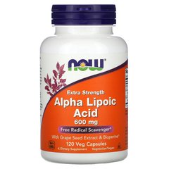 Альфа-ліпоєва кислота, Alpha Lipoic Acid, Now Foods, 600 мг, 120 капсул - фото