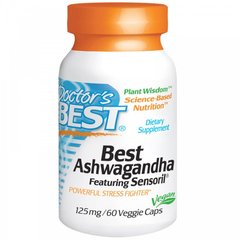 Ашвагандха, Ashwagandha, Doctor's Best, 125 мг, 60 капсул - фото