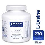 L-лизин, l-Lysine, Pure Encapsulations, 270 капсул, фото