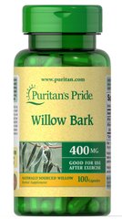Екстракт кори верби, Willow Bark, Puritan's Pride, 400 мг, 100 капсул - фото