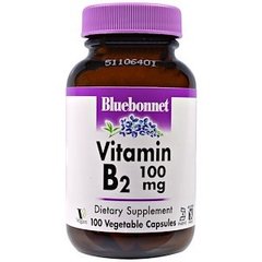 Вітамін В-2, Vitamin B2, Bluebonnet Nutrition, 100 мг, 100 капсул - фото