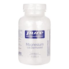 Магній (як цитрат/малат), Magnesium (citrate/malate), Pure Encapsulations, 120 мг, 180 капсул - фото