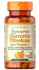 Кверцетин плюс вітамін С, Quercetin Plus Vitamin C, Puritan's Pride, 500 мг/1400 мг, 50 капсул - фото