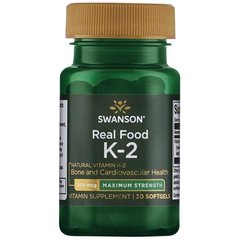 Вітамін К2, Vitamin K2, Swanson, 200 мкг, 30 гелевих капсул - фото