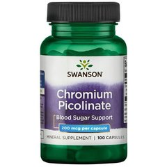 Хром піколінат, Chromium Picolinate, Swanson, 200 мкг, 100 капсул - фото