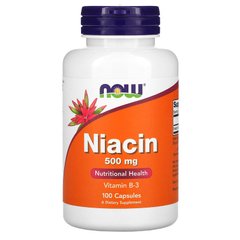 Вітамін В3, Ніацин, Niacin, Now Foods, 500 мг, 100 капсул - фото