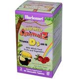 Вітамін D3 для дітей, Vitamin D3, Bluebonnet Nutrition, Rainforest Animalz, ягоди, 400 МО, 90 жувальних таблеток, фото