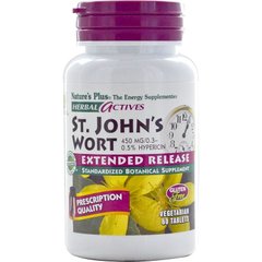 Зверобой, St. John's Wort, Nature's Plus, Herbal Actives, 450 мг, 60 таблеток - фото