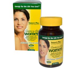 Вітаміни для жінок, Multi-Vitamin and Mineral, Nature's Plus, Source of Life, 60 таблеток - фото