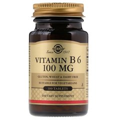 Вітамін В6, Vitamin B6, Solgar, 100 мг, 100 таблеток - фото
