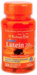 Лютеїн для зору з зеаксантином, Lutein with Zeaxanthin, Puritan's Pride, 20 мг, 30 капсул - фото