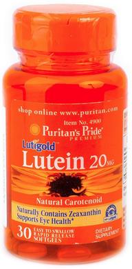 Лютеин для зрения с зеаксантином, Lutein with Zeaxanthin, Puritan's Pride, 20 мг, 30 капсул - фото