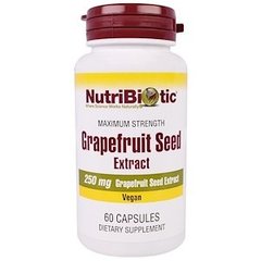 Экстрат грейпфрутовой косточки, Grapefruit Seed Extract, NutriBiotic, 250 мг, для веганов, 60 капсул - фото