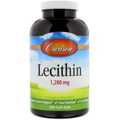 Лецитин, Lecithin, Carlson Labs, 1200 мг, 280 капсул - фото