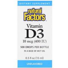 Витамин D3 для детей, 400 МЕ, Natural Factors, 15 мл - фото