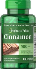 Корица, Cinnamon, Puritan's Pride, 500 мг, 100 капсул - фото