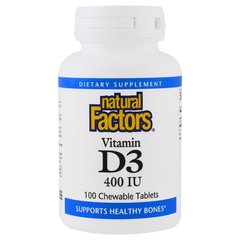 Вітамін D3 для дітей (смак ягід), 400 МО, Natural Factors, 100 таблеток - фото