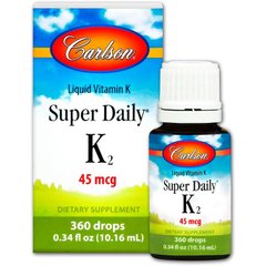 Вітамін К-2 менахінон, Super Daily K2, Carlson Labs, рідина, 45 мкг, 10,16 мл - фото