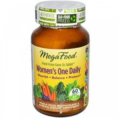 Вітаміни і мінерали для жінок, Women’s One Daily, Mega Food, 60 таблеток - фото
