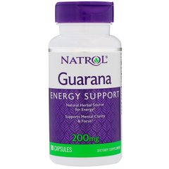Вітаміни для мозку (Гуарана), Guarana, Natrol, 200 мг, 90 капсул - фото