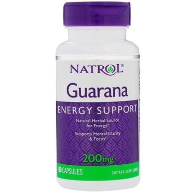 Витамины для мозга (Гуарана), Guarana, Natrol, 200 мг, 90 капсул - фото