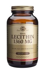 Лецитин, Lecithin, Solgar, невибілений, 1360 мг, 100 капсул - фото