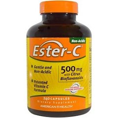Естер С, Ester-C, American Health, з цитрусовими биофлавоноидами, 500 мг, 240 капсул - фото
