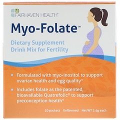 Мио-фолат для фертильности, Myo-Folate, Fairhaven Health, без ароматизаторов, 30 пакетов по 2.4 г - фото
