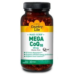 Мега коэнзим Q10, 100 мг, Country Life, 30 капсул - фото