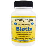 Біотин, Biotin, Healthy Origins, 5000 мкг, 60 капсул, фото