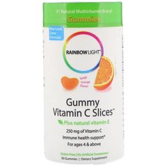 Вітамін С жувальний, Gummy Vitamin C Slices, Rainbow Light, апельсин, 90 жев. таблеток - фото