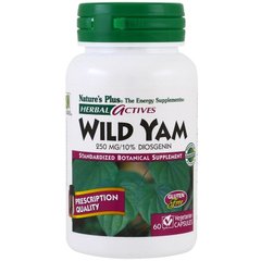 Дикий ямс, Wild Yam, Nature's Plus, Herbal Actives, 250 мг, 60 вегетаріанських капсул - фото