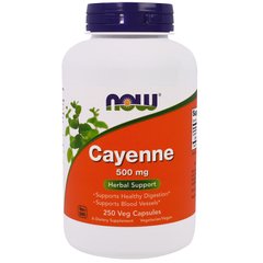 Кайенский перець, Cayenne, Now Foods, 500 мг, 250 капсул - фото