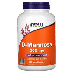 Д-Манноза, D-Mannose, Now Foods, 500 мг, 240 рослинних капсул - фото