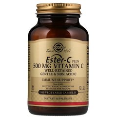 Вітамін С естер плюс (Ester-C Plus Vitamin C), Solgar, 500 мг, 100 капсул - фото