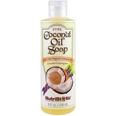 Мыло с кокосовым маслом, Coconut Oil Soap, NutriBiotic, лаванда-лемонграсс, органик, 236 мл - фото