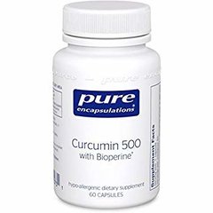 Куркумін з биоперином, Curcumin with Bioperine®, Pure Encapsulations, 500 мг, 60 капсул - фото
