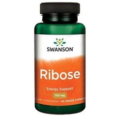 D-Рибоза, Ultra Ribose, Swanson, 750 мг, 60 вегетаріанських капсул - фото