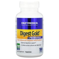 Пробиотики+ферменты, Digest Gold+Probiotics, Enzymedica, 180 капсул - фото