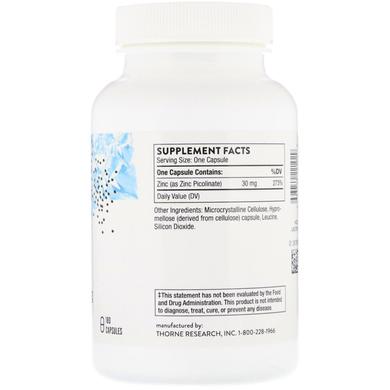 Пиколинат цинка усиленный, Zinc Picolinate, Thorne Research, 30 мг, 180 капсул - фото