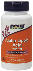Альфа-ліпоєва кислота, Alpha Lipoic Acid, Now Foods, 100 мг, 60 капcул - фото