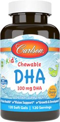 Рыбий жир для детей, Kids Chewable DHA, Carlson Labs, апельсин, 120 капсул - фото