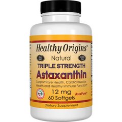 Астаксантин, Astaxanthin, Healthy Origins, 12 мг, 60 гелевих капсул - фото