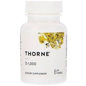 Витамин Д3, Vitamin D, Thorne Research, 1000 МЕ, 90 капсул - фото