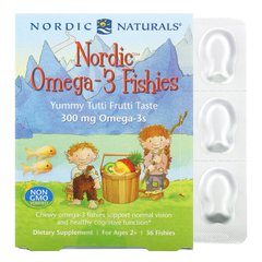 Риб'ячий жир для дітей, Nordic Omega-3 Fishies, Nordic Naturals, фрукти, 300 мг, 36 желе - фото