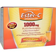 Витамин С шипучий, Эстер С, American Health, апельсин, 1000 мг, 21 пакетик по 10 г - фото