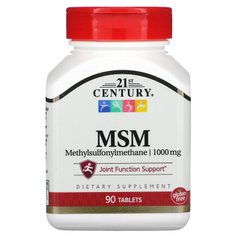 Метилсульфонилметан МСМ, MSM, 21st Century, 1000 мг, 90 таблеток - фото