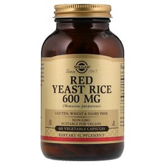 Червоний дріжджовий рис, Red Yeast Rice, Solgar, 600 мг, 60 капсул - фото