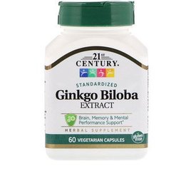 Гінкго білоба, Ginkgo Biloba, 21st Century, 60 капсул - фото